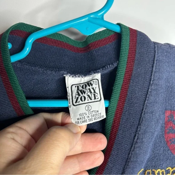 Vintage Tow Away Zone Toddler Cardigan Size 2T Navy Preppy Campus Academia Style - Picture 5 of 5